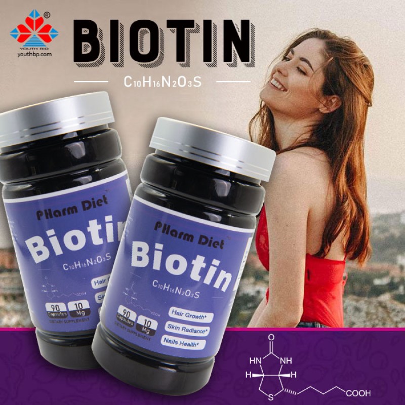 Youth Biotin 10000mcg Softgel Capsules Vitamin B12 B6 Zinc Gluconate Herbal Supplement Adult Beauty Support Nail Health Hair Skin 90 Capsules