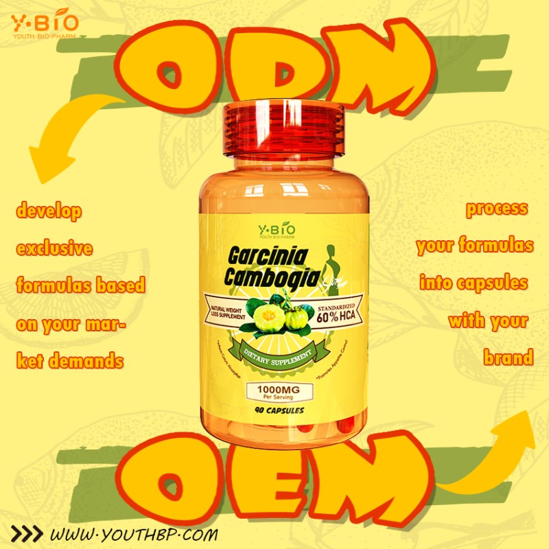 High Potency 1000mg HCA 60% Garcinia Cambogia Capsules with Vitamin C and Chromium