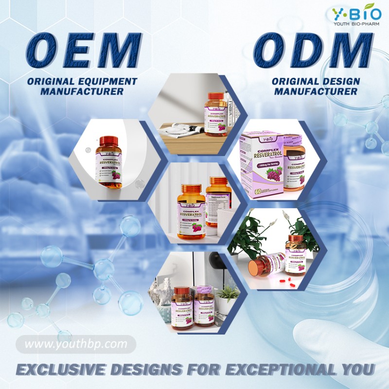 OEM/ODM Adult Antioxidant Complex Dietary Supplement Resveratrol Turmeric Grape Seed Extract Capsules Private Label Support