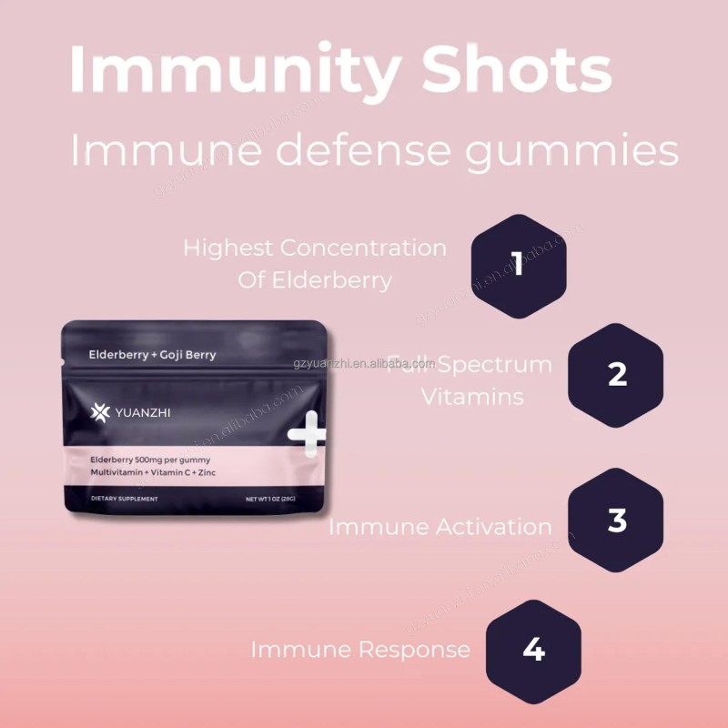 OEM Private Label Vegan Gluten-Free 500mg Elderberry Extract Supplement Goji Berry Multivitamin Elderberry Gummies