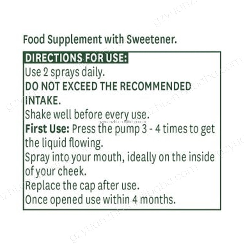 Private Label Organic Quality 1000mcg Vitamin B12 Supplement Oral Liquid Spray Energy Boost Natural Metabolism