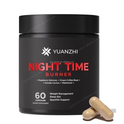 Private Label Nighttime Burn Supplement Raspberry Ketone Green Coffee Bean Fenugreek Cactus Melatonin 60 Vegan Capsules