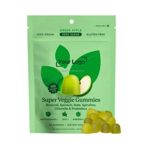 Private Label Green Apple Flavor Vegetable Vitamin Probiotic Complex Multivitamin Support Energy Immune Gut Health Gummies