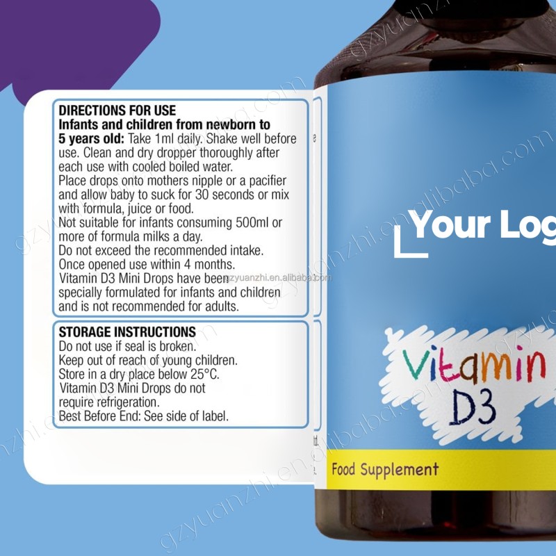 Dietary Supplement Vitamin D3 Drops 400IU Support Children Bone Health Calcium Normalization Children Vitamin D Drops