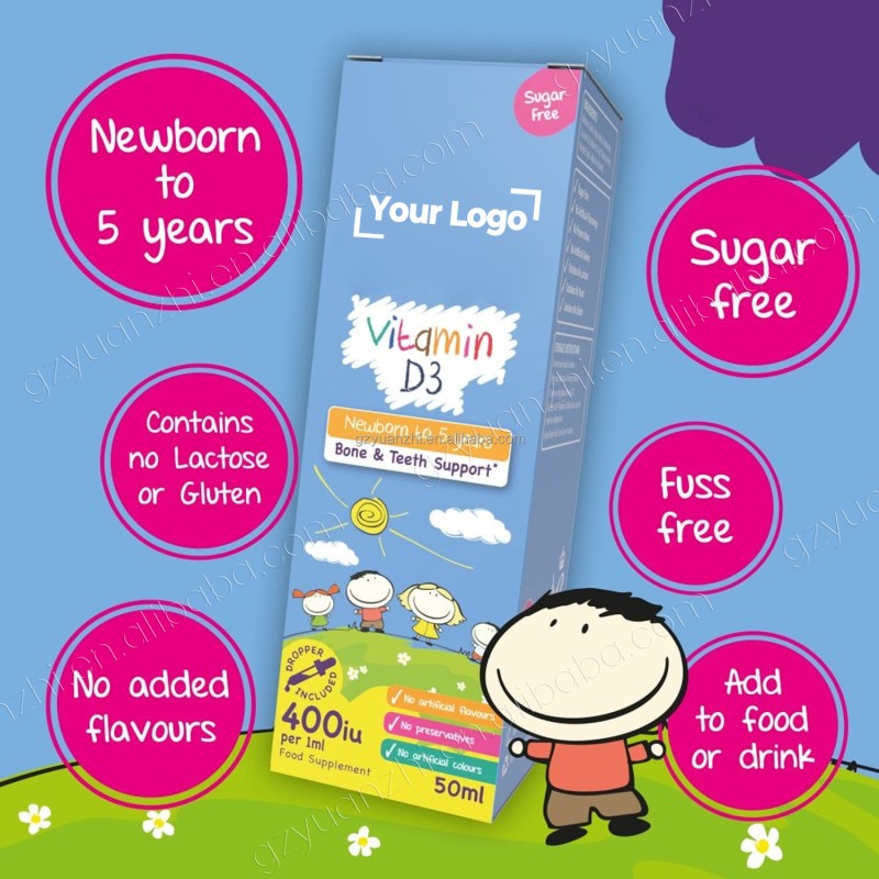 Dietary Supplement Vitamin D3 Drops 400IU Support Children Bone Health Calcium Normalization Children Vitamin D Drops