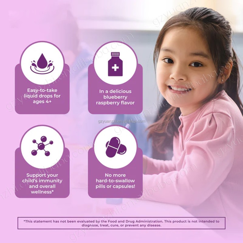 OEM Private Label Children Immune Supplement Organic Elderberry Extract Drops Food Grade Natural Vegan Elderberry Liquid
