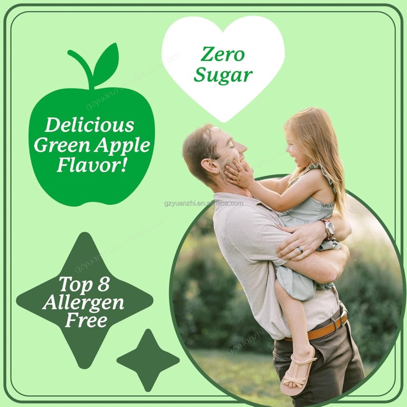 Private Label Green Apple Flavor Children's Super Vegetable Gummies Multivitamin Picky Eaters Probiotic Immune Support