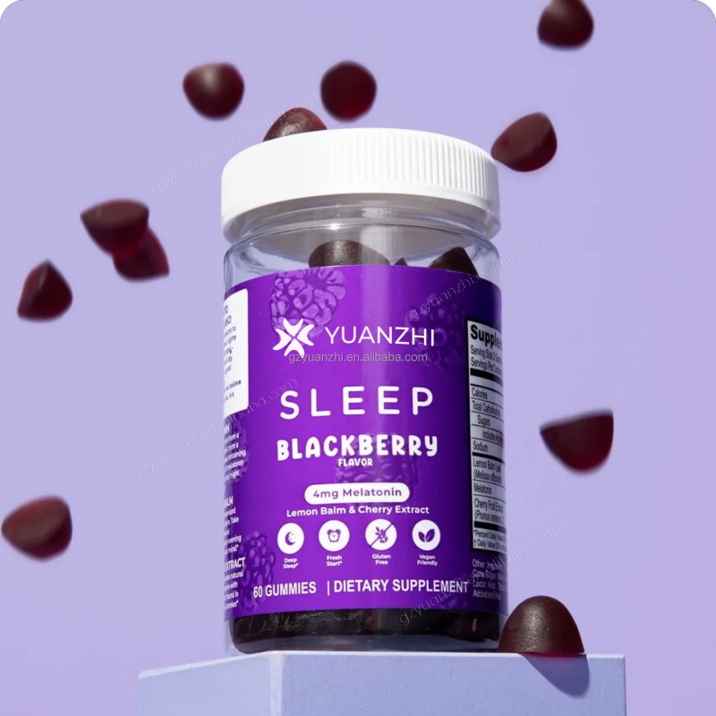Custom Logo Vegan Blackberry Flavor 4mg Melatonin Relaxing Restorative Sleep Gummies Relax Natural Wake Up Feeling Fresh