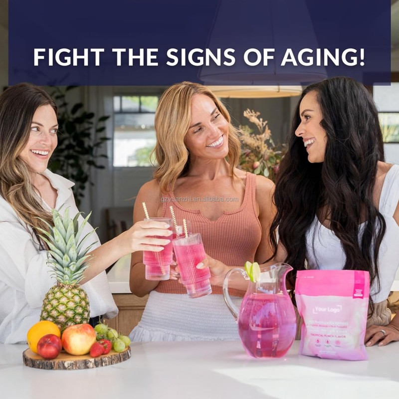 28 Servings Sugar-Free Fiber Hyaluronic Acid Tropical Punch Multi Collagen Peptide Powder Women Beauty Self-Care