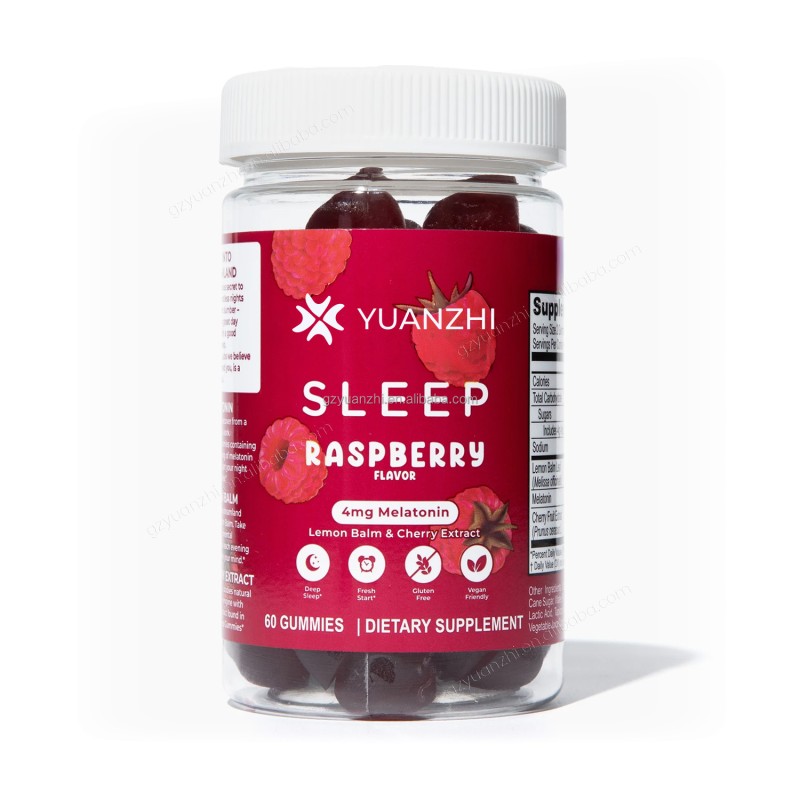 OEM Private Label Vegan 60 Count Raspberry Flavor Lemon Balm Cherry Extract 4mg Melatonin Relaxing Restorative Sleep Gummies