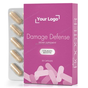 Private Label Damage Defense Collagen Boost Hair Supplement Weak Brittle Support Healthy Hair Growth Capsules