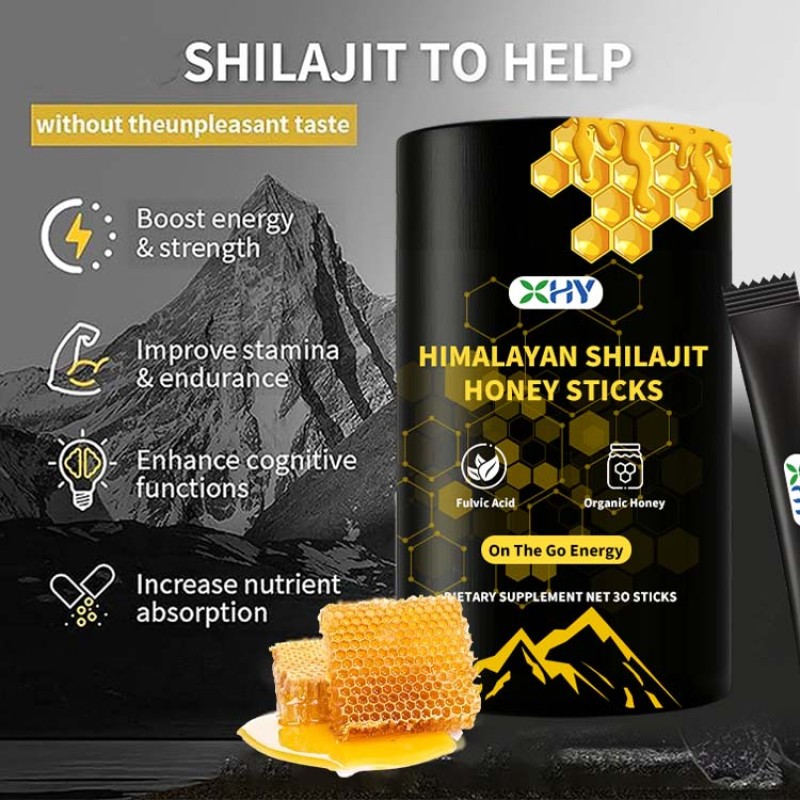OEM GMP Enhanced Energy Immune Support Organic Multi Minerals Fulvic Acid Gold Pure Himalayan Shilajit Adult Honey Sticks