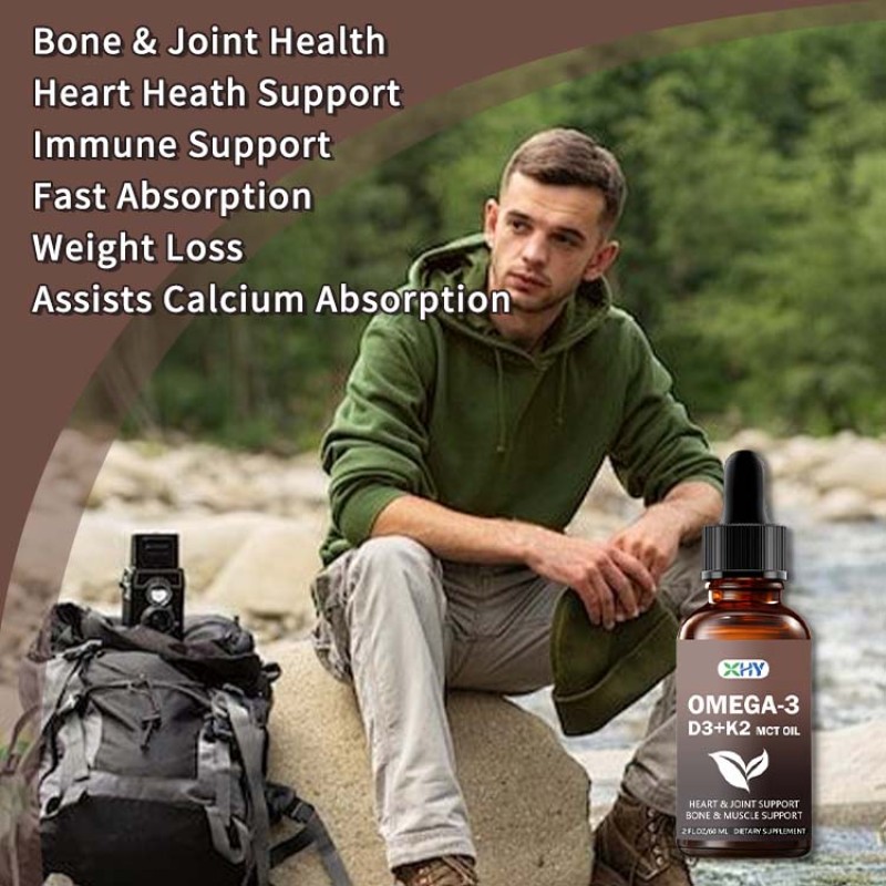 OEM Vitamin D3 K2 Liquid Drops Coconut Oil Oral Oil Support Adult Bone and Energy Levels