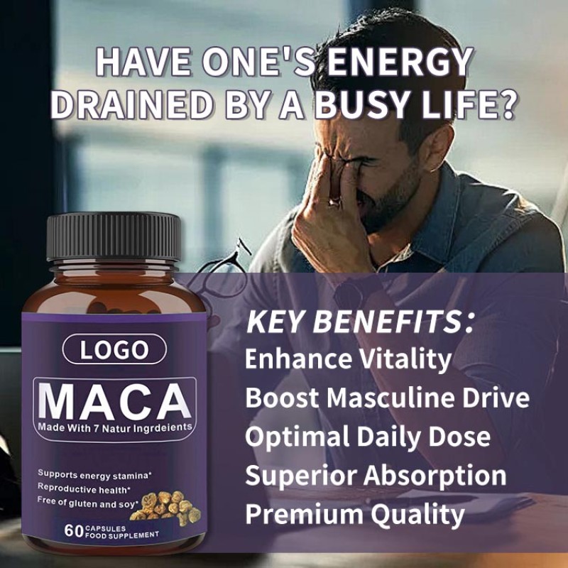 Private Label 7 Natural Ingredients Ashwagandha Maca Capsules Adult Custom Formula