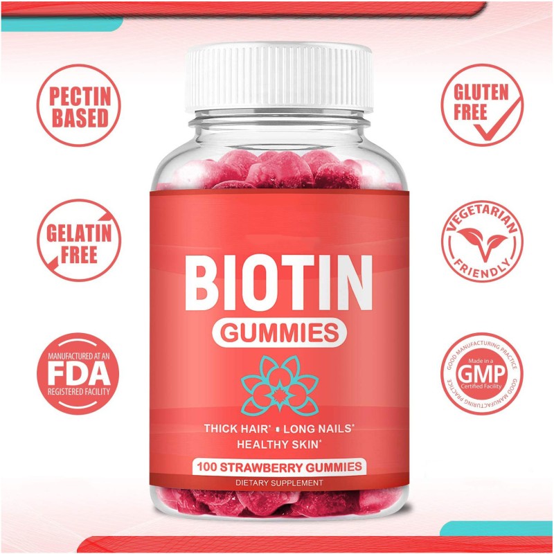 Private Label Supplement Vitamin Biotin Hair Skin and Nails Growth Vitamins Gummies