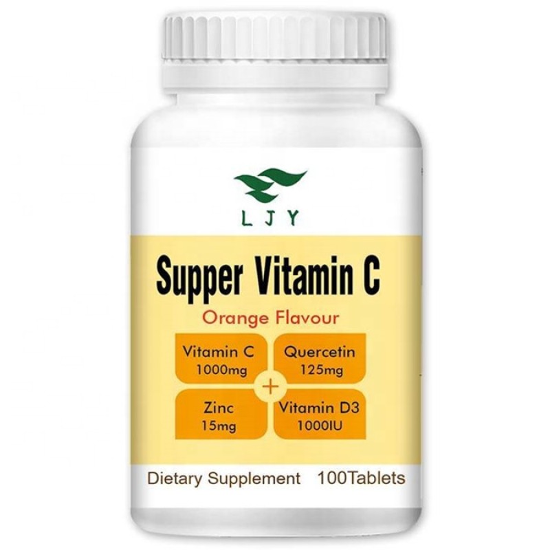 Immune Support Vitamin C 1000 mg Dietary Supplement 500 mg Zinc Vitamin D Quercetin Tablets Pill Dosage Form