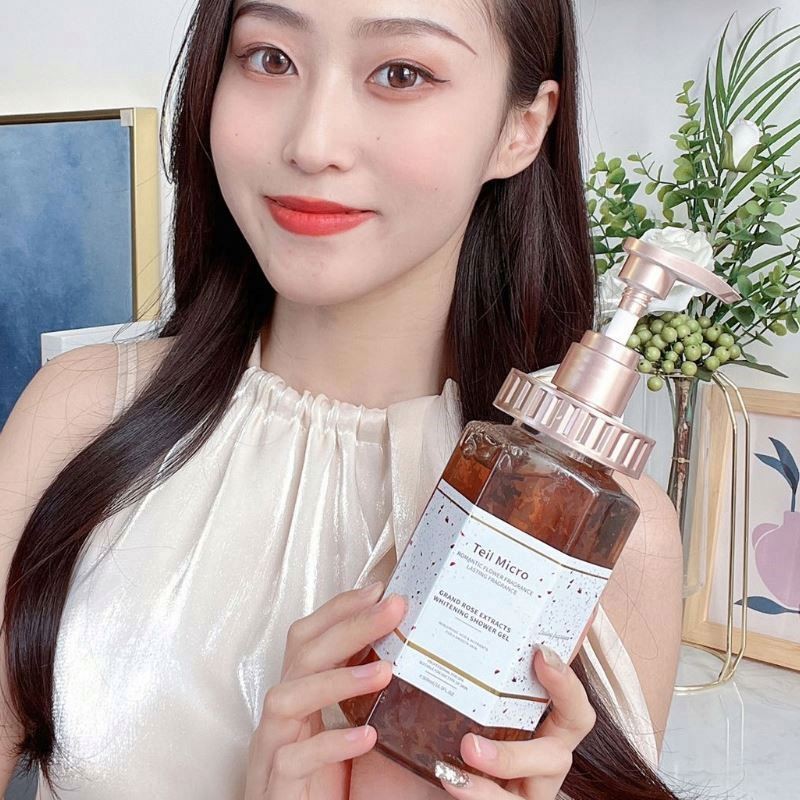 Exfoliating Organic Shower Gel Body Wash Moisturizing Rose Petal Teil Micro Wholesale Brand