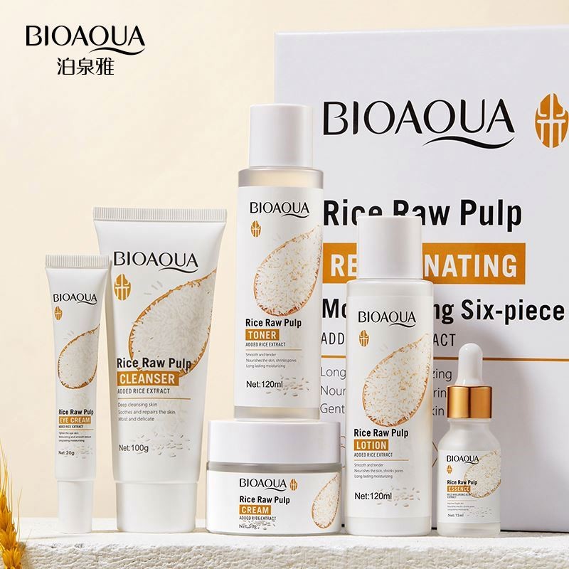 OEM ODM BIOAQUA Organic Rice New Hydrating Face Brightening Whitening Private Label Skin Care Set OEM ODM BIOAQUA Organic Rice