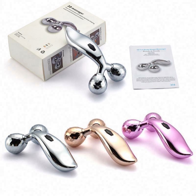 factory Mini 3d metal double heads face slimmer massage roller massager