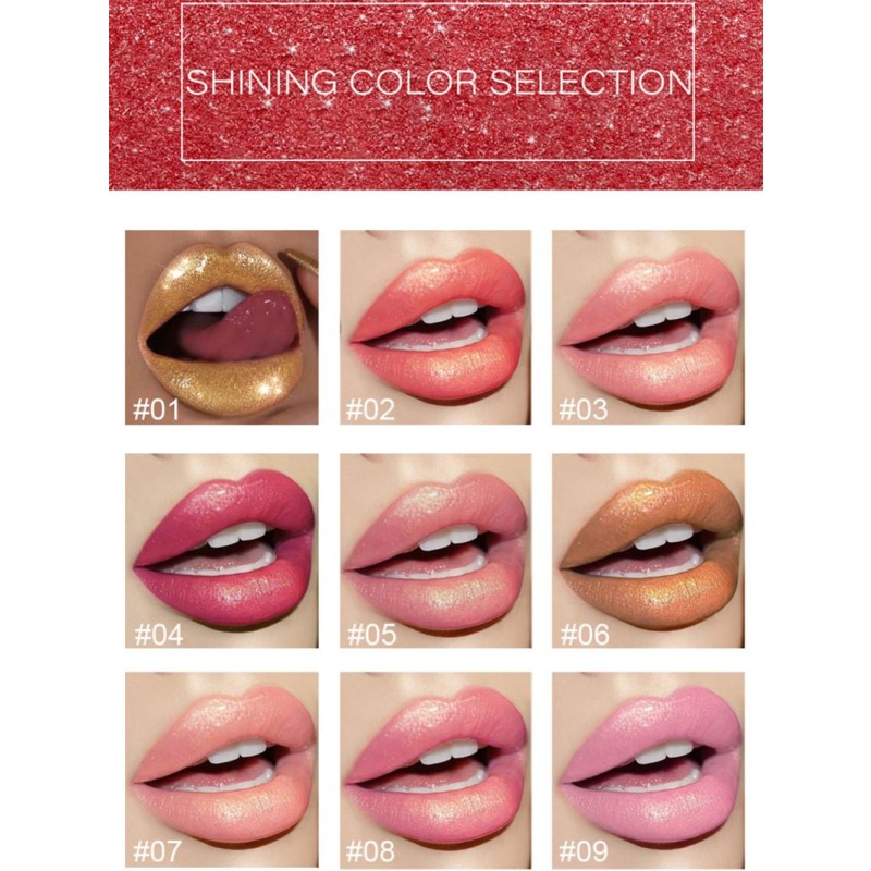 HANDAIYAN Wholesale Pearly Shiny Temperature Change Lipstick 9 Colors Metal Nude Texture Lip Cosmetics Makeup