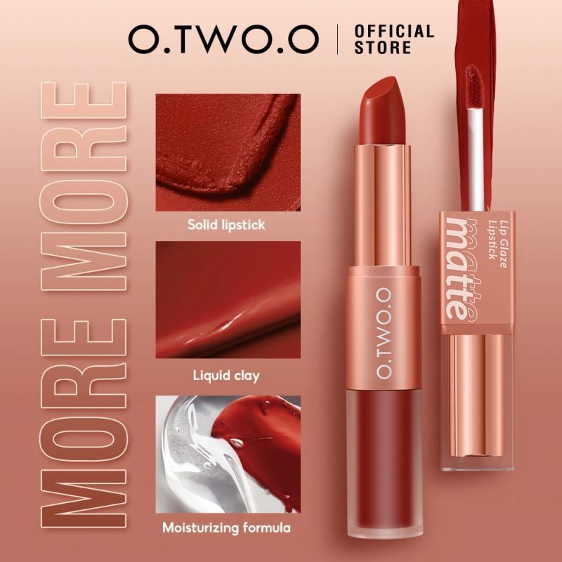 O.TWO.O High Quality 12 Colors Lip Gloss Water Proof Matte Liquid and Solid 2 In 1 Lipsticks Set For Ladies