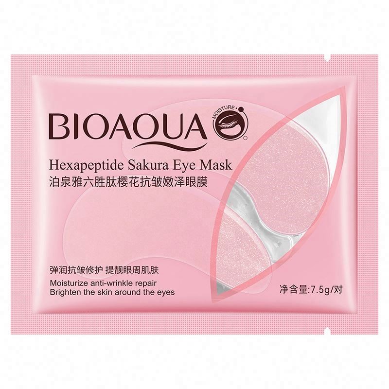OEM Bioaqua Natural Sakura Nonapeptide Moisturizer Anti Wrinkle Removal Dark Circle Hyaluronic Eye Mask
