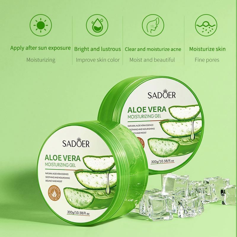 SADOER Wholesale Natural Miosturizing for Skin Lightening Repair Skin Soothing Tender Supple Aloe Vera Gel 300g