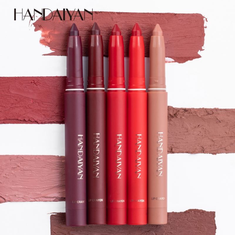 HANDAIYAN Matte Lip Crayon 12 Pcs Set Lipstick Lipliner with Built-in Sharpener Waterproof Makeup Cosmetics