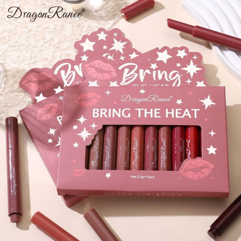 Dragon Ranee 12 Color Jelly Push Pen Suit Lip Honey Water Tender Mirror Moisturizing Lipstick No Blooming