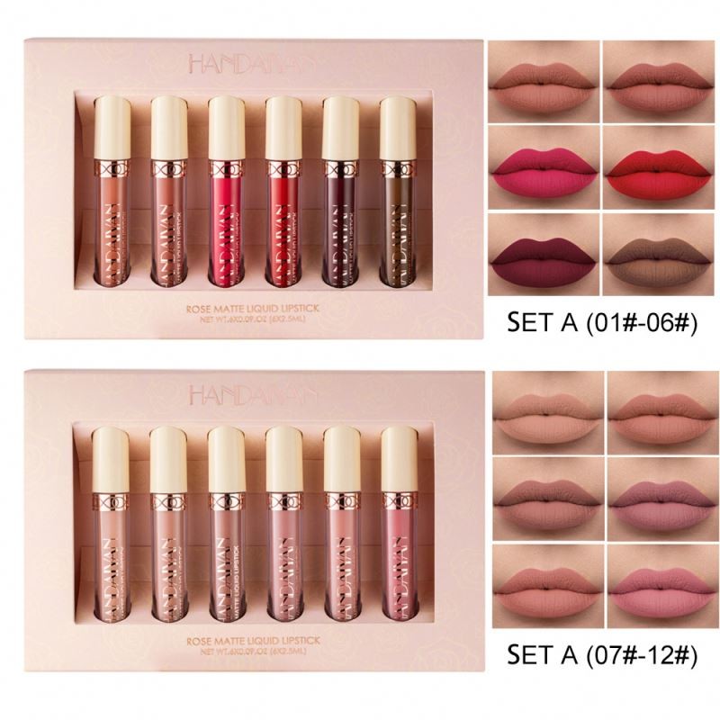 HANDAIYAN Liquid Matte Lip Gloss Set Velvet Wholesale Non-stick Cup Lipgloss Tint Long-lasting High Pigment