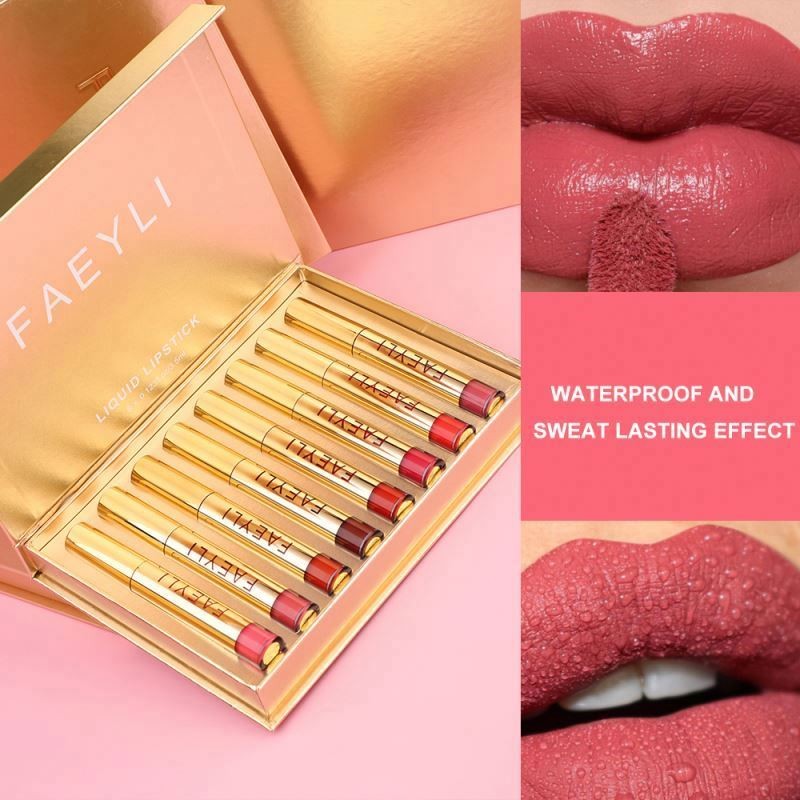 factory Wholesale Lip Glaze Matte Gift Box FAEYLI Makeup 8 Pieces Set Long Lasting Waterproof Wholesale Lip Glaze Matte Gift Box