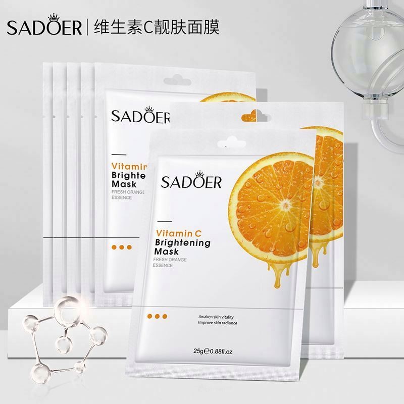 OEM Whitening SADOER Wholesale Herbal VC Vitamin C Face Oil Serum Ampoule Anti Aging Moisturizing Facial Mask Gel Skin Care Set