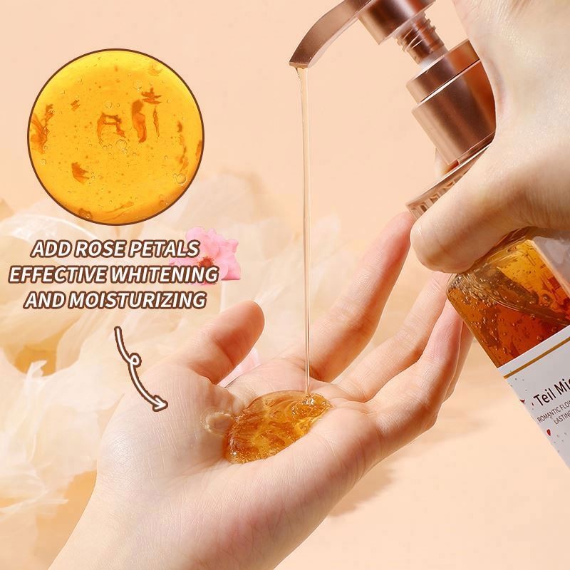 Exfoliating Organic Shower Gel Body Wash Moisturizing Rose Petal Teil Micro Wholesale Brand