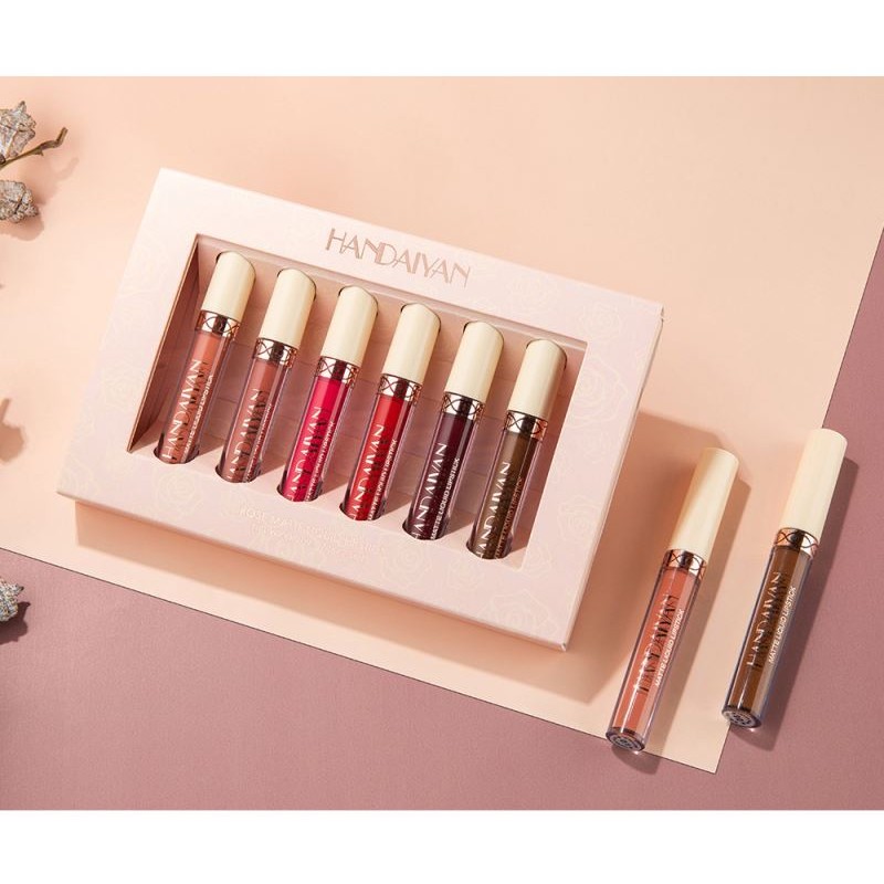 HANDAIYAN Liquid Matte Lip Gloss Set Velvet Wholesale Non-stick Cup Lipgloss Tint Long-lasting High Pigment