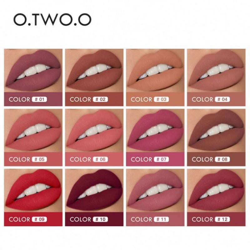 factory O.Two.O Best Selling Hot Chinese Products 12 Colors 2 In 1 Matte Lipstick Lip Gloss
