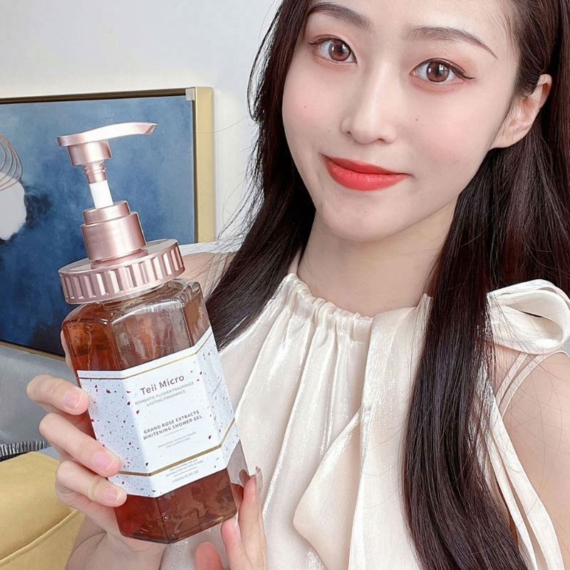 Exfoliating Organic Shower Gel Body Wash Moisturizing Rose Petal Teil Micro Wholesale Brand