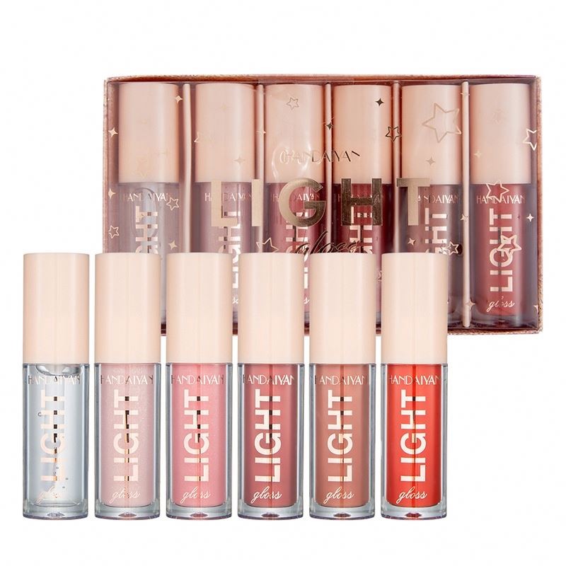 HANDAIYAN 6 Colors Lip Gloss Set Shiny Lipstick Make up for Lip Moist Lustre Liquid Lipstick OEM Your Logo Wholesale