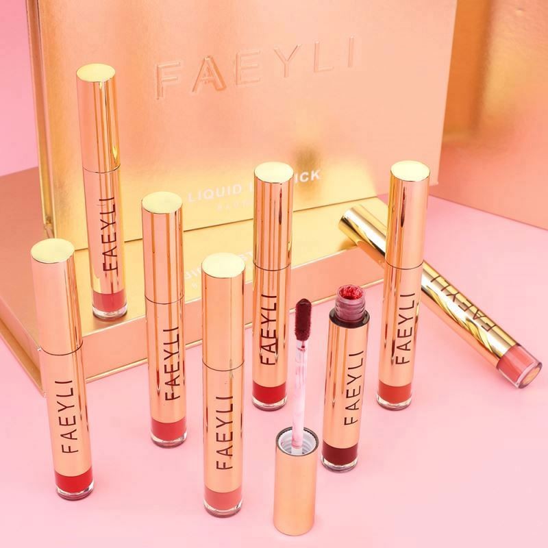 factory Wholesale Lip Glaze Matte Gift Box FAEYLI Makeup 8 Pieces Set Long Lasting Waterproof Wholesale Lip Glaze Matte Gift Box
