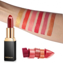 HANDAIYAN Wholesale Pearly Shiny Temperature Change Lipstick 9 Colors Metal Nude Texture Lip Cosmetics Makeup