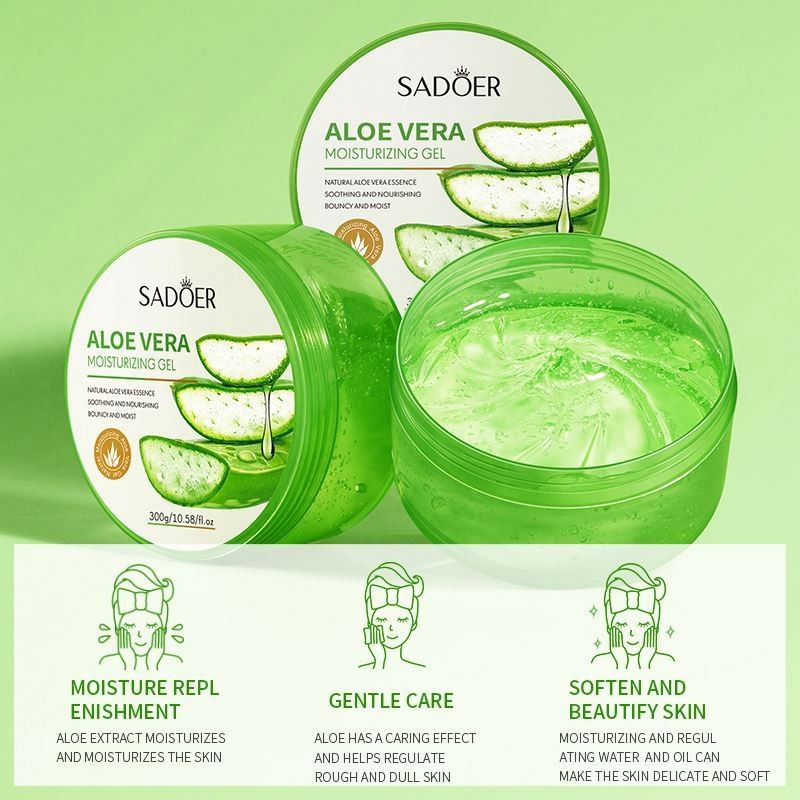 SADOER Wholesale Natural Miosturizing for Skin Lightening Repair Skin Soothing Tender Supple Aloe Vera Gel 300g