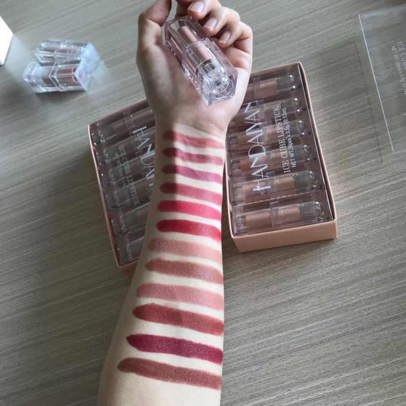 HANDAIYAN Brand Owners Matte Lipstick Ice Transparent Tube Nude Vegan Makeup Cosmetics OEM Logo