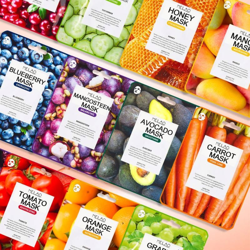 OEM Private Label Mascarillasl Sheetmask Korean Beauty Organic Face Fruit Vegan Sheet Maskss Mascarillas Faciales Mask