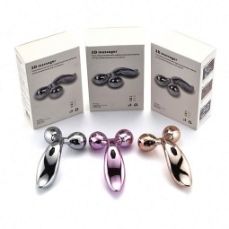 Custom Private Label Anti Wrinkle and Healing Toning pink Tool Jade Rose Quartz 3D Facial Roller Massager