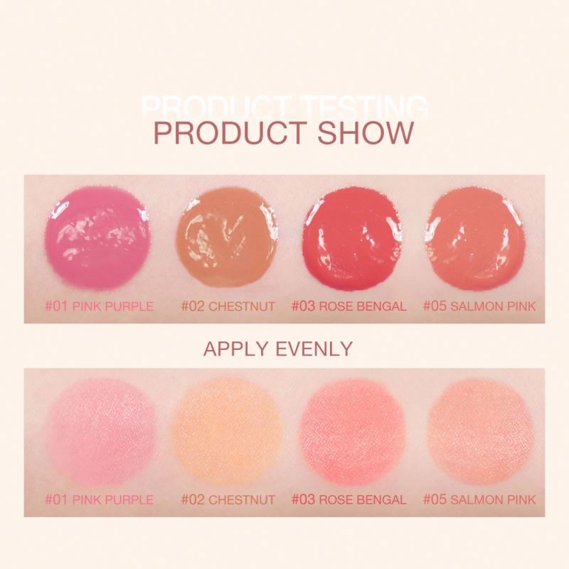 O.TWO.O Natural And Reddish Blush Cream 4 Colors Pigmented Long Wearing Liquid Blusher