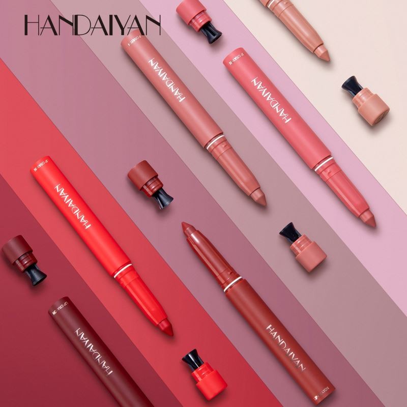 HANDAIYAN Matte Lip Crayon 12 Pcs Set Lipstick Lipliner with Built-in Sharpener Waterproof Makeup Cosmetics