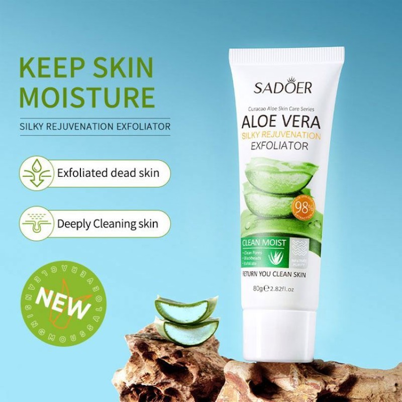 Wholesale Moisturizing Brightening and Removing Dead Skin Scrub Aloe Vera Silky Rejuvenation Exfoliator Gel