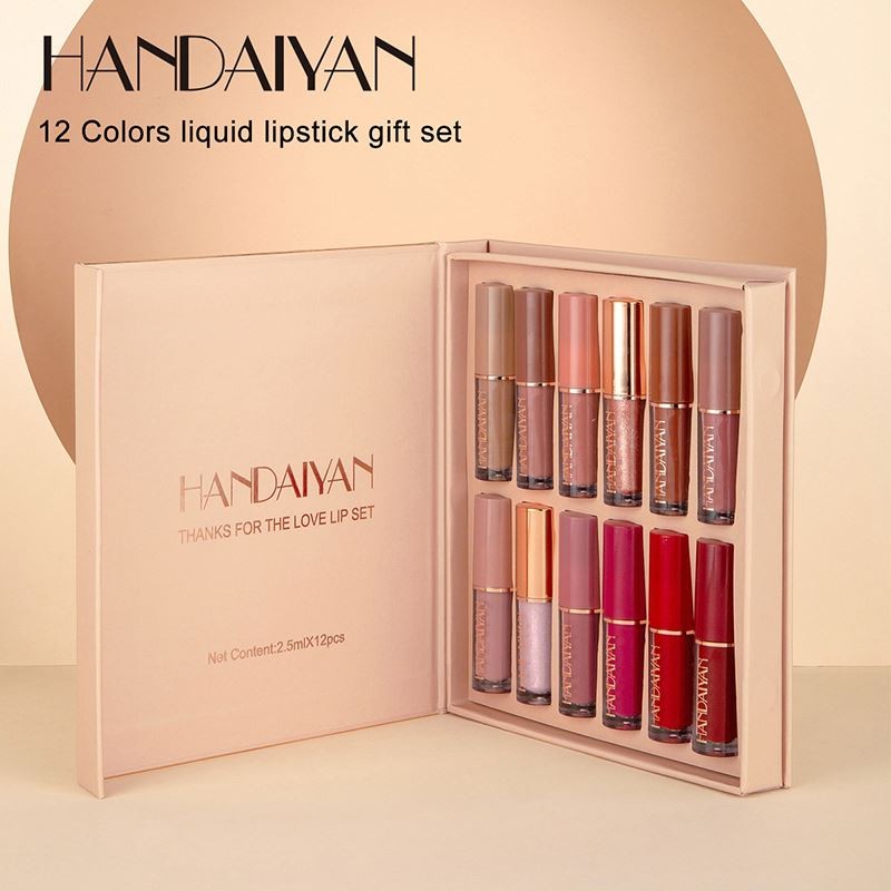 Customized Your Logo 12 Colors Lip Gloss Book Set Liquid Lipgloss Gift Makeup Cosmetic Wholesale