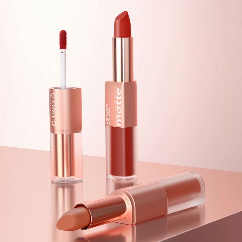 O.TWO.O High Quality 12 Colors Lip Gloss Water Proof Matte Liquid and Solid 2 In 1 Lipsticks Set For Ladies