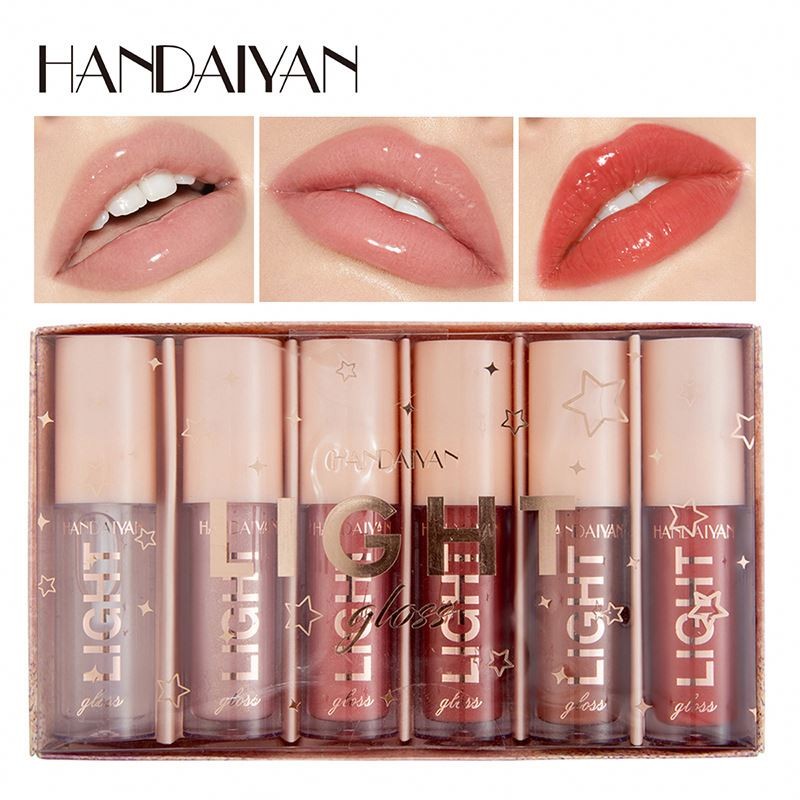 HANDAIYAN 6 Colors Lip Gloss Set Shiny Lipstick Make up for Lip Moist Lustre Liquid Lipstick OEM Your Logo Wholesale