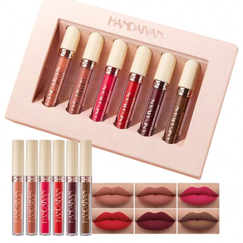 HANDAIYAN Liquid Matte Lip Gloss Set Velvet Wholesale Non-stick Cup Lipgloss Tint Long-lasting High Pigment